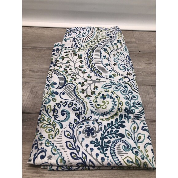 Comfort Bay Textured Fabric Shower Curtain-Blue-White-Green - Picture 1 of 4